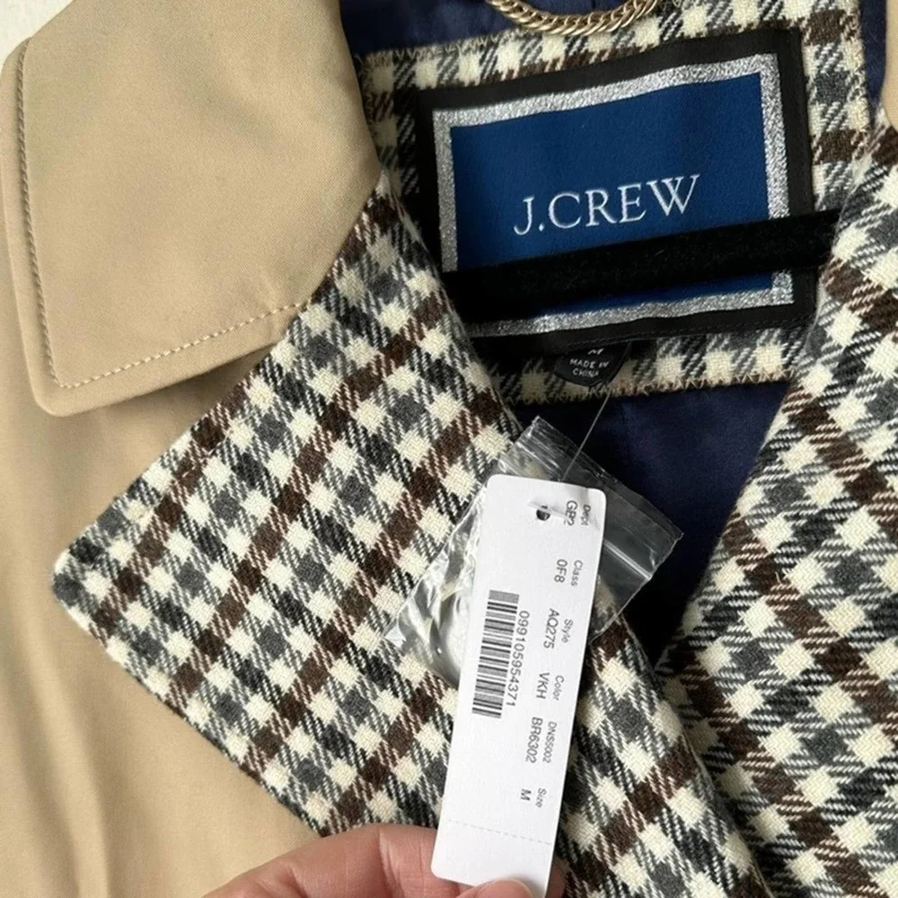 J.Crew Pleated Trench Coat Italian Wool Lapel - Picture 5 of 6